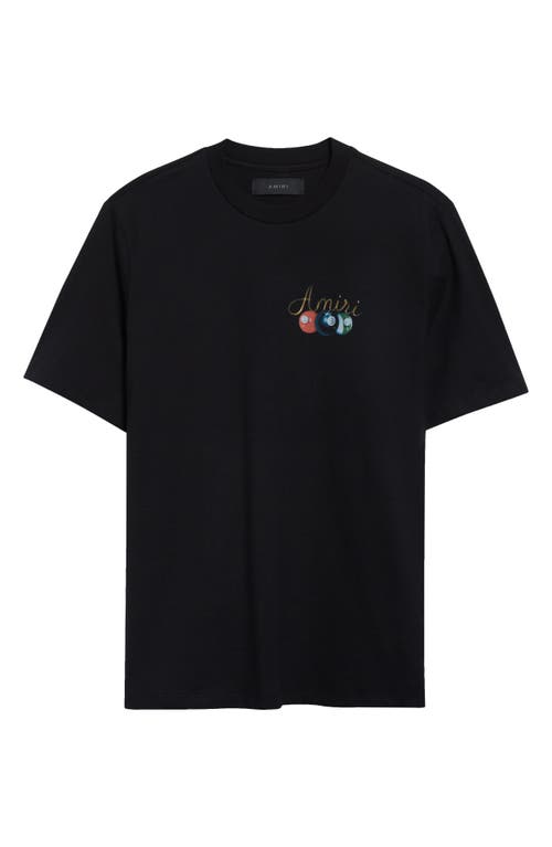 Amiri Pool Cue Black Crewneck T-shirt With Logo Detail On The Front And Maxi Logo Print On The Rear In Cot In Black