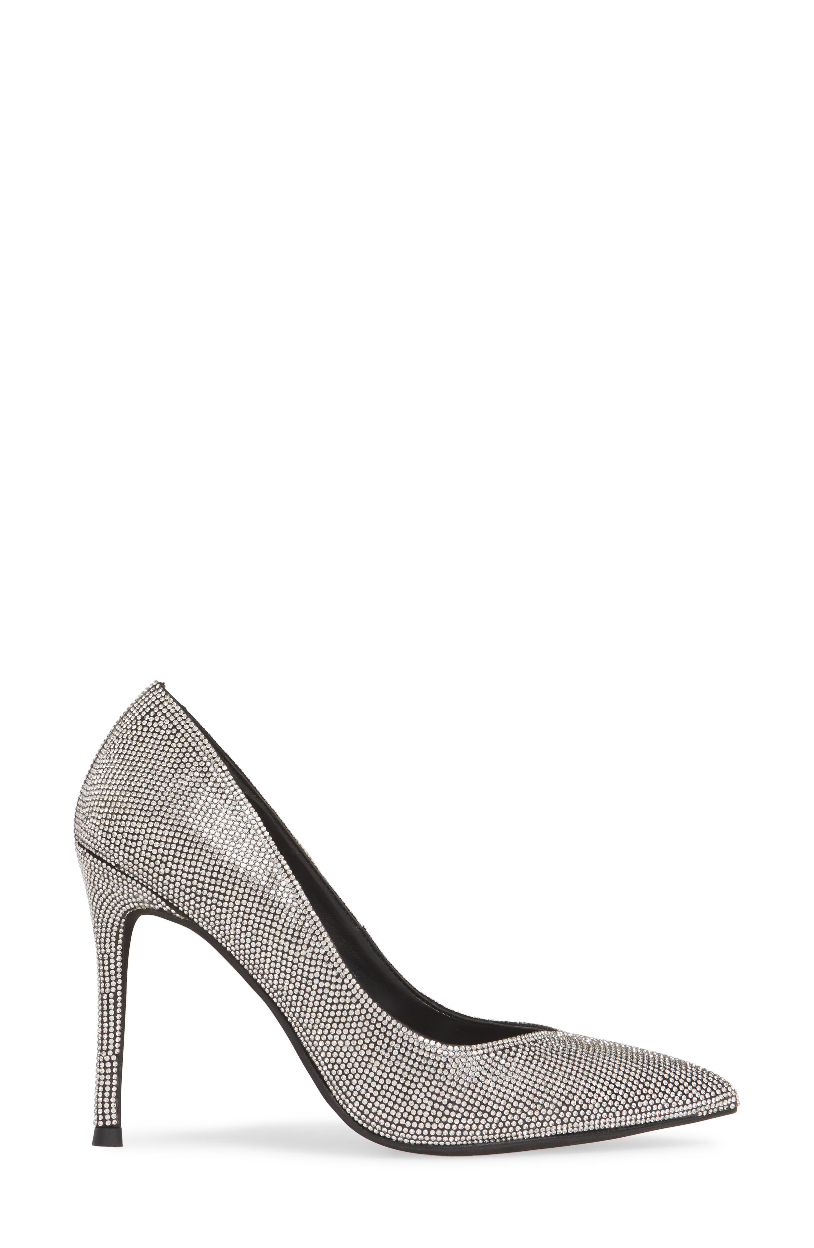 Lure-JS Crystal Embellished Pointed Toe Pump, Alternate, color, BLACK SUEDE SILVER
