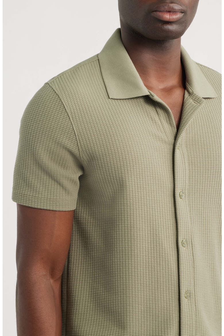 Grid Waffle Knit Button-Up Shirt, Alternate, color, SAGE
