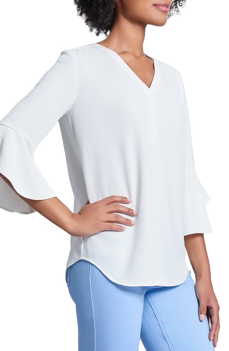 Jones New York Flutter Sleeve Pleat V-Neck Top, Alternate, color, 