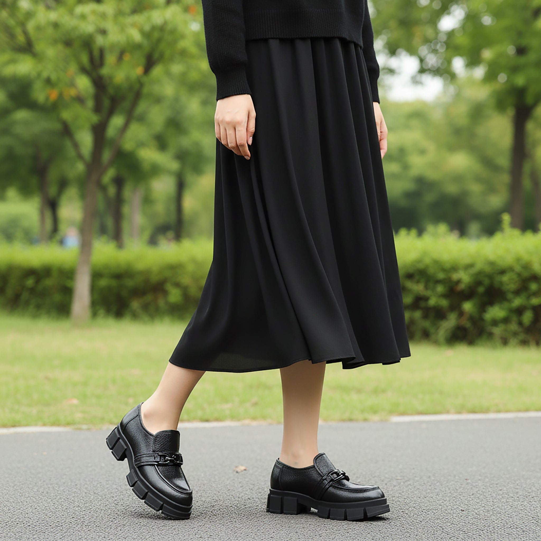 BEAUTIISOLES Raquel Leather Loafer, Alternate, color, Black