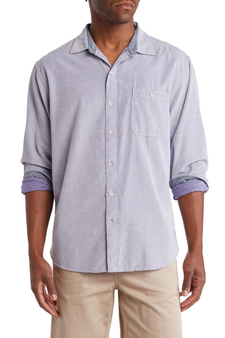 Sandwash Corduroy Button-Up Shirt, Main, color, PURPLE IRIS