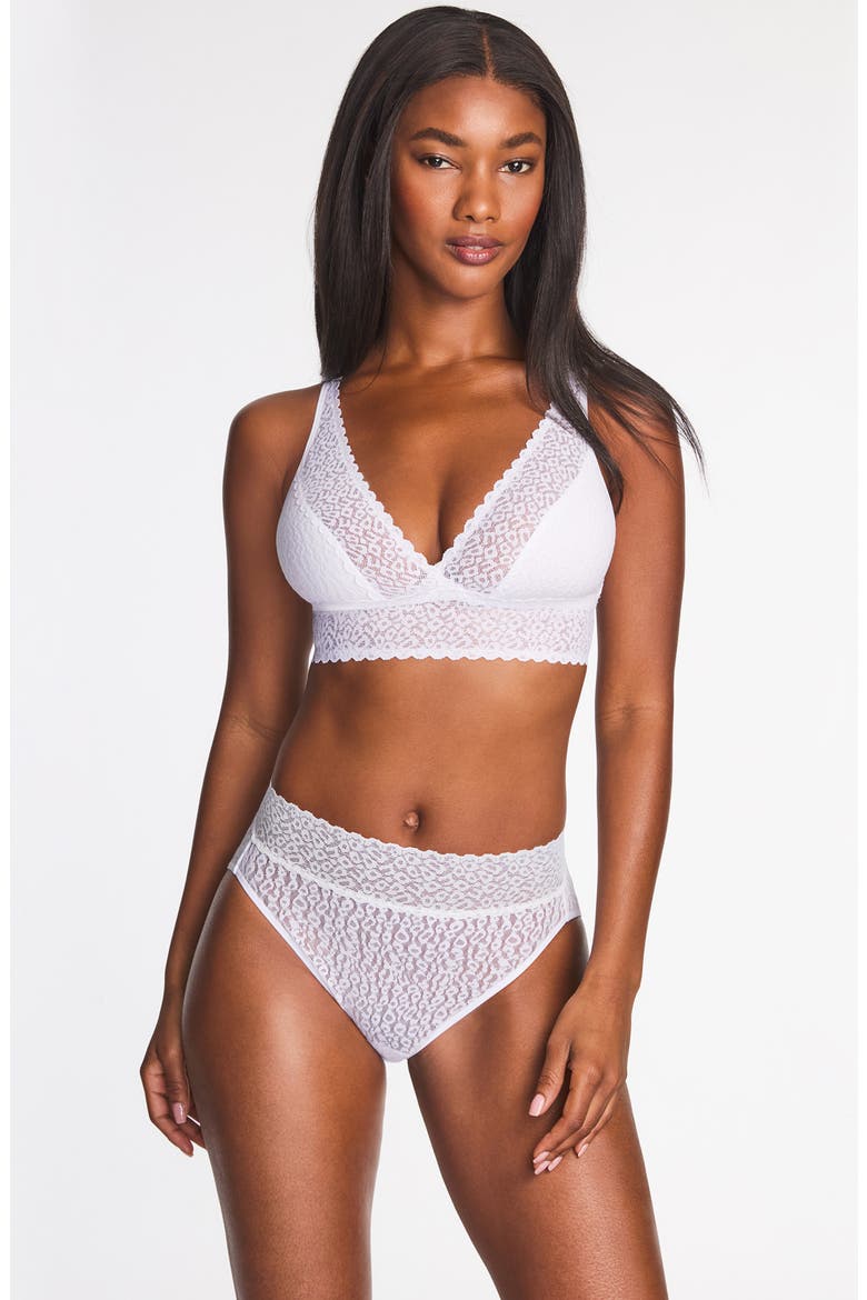 High Bar Lace Trim Bralette, Alternate, color, WHITE