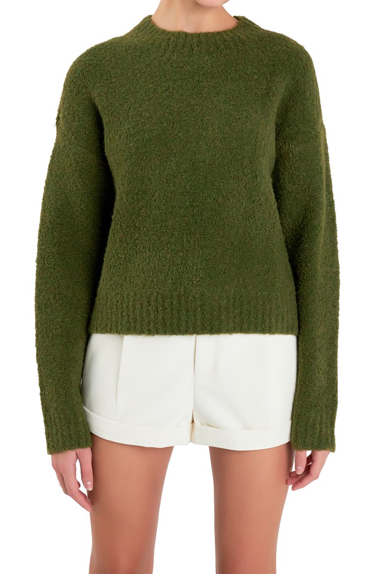 Cozy Crewneck Sweater, Alternate, color, KHAKI