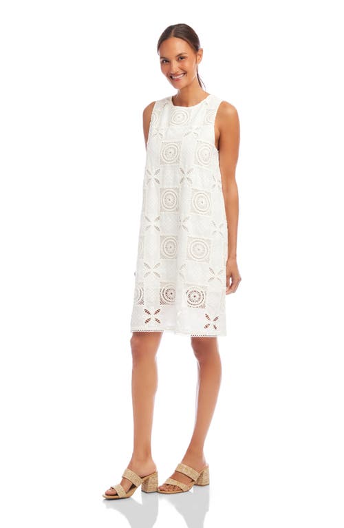 Karen Kane Embroidered Cotton Blend Shift Dress In Ivory