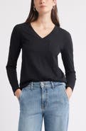 Caslon® Long Sleeve V-Neck T-Shirt