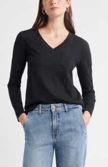 Caslon® Long Sleeve V-Neck T-Shirt