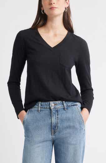 Caslon® Long Sleeve V-Neck T-Shirt