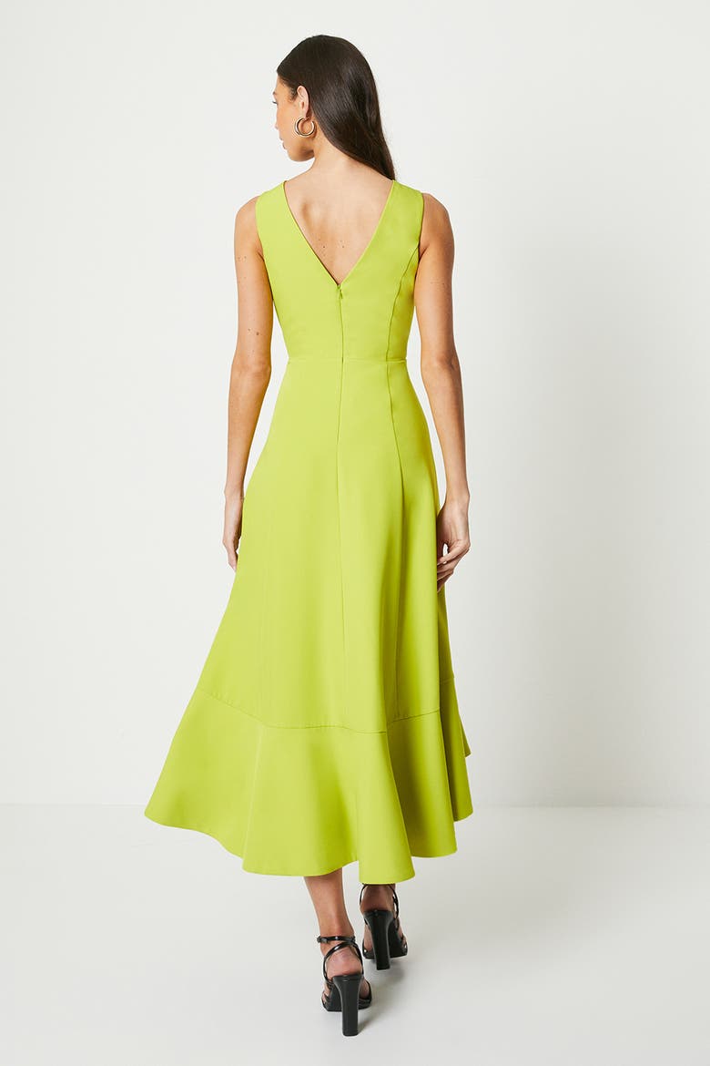 Crepe Low Back Ruffle Dress, Alternate, color, Lime
