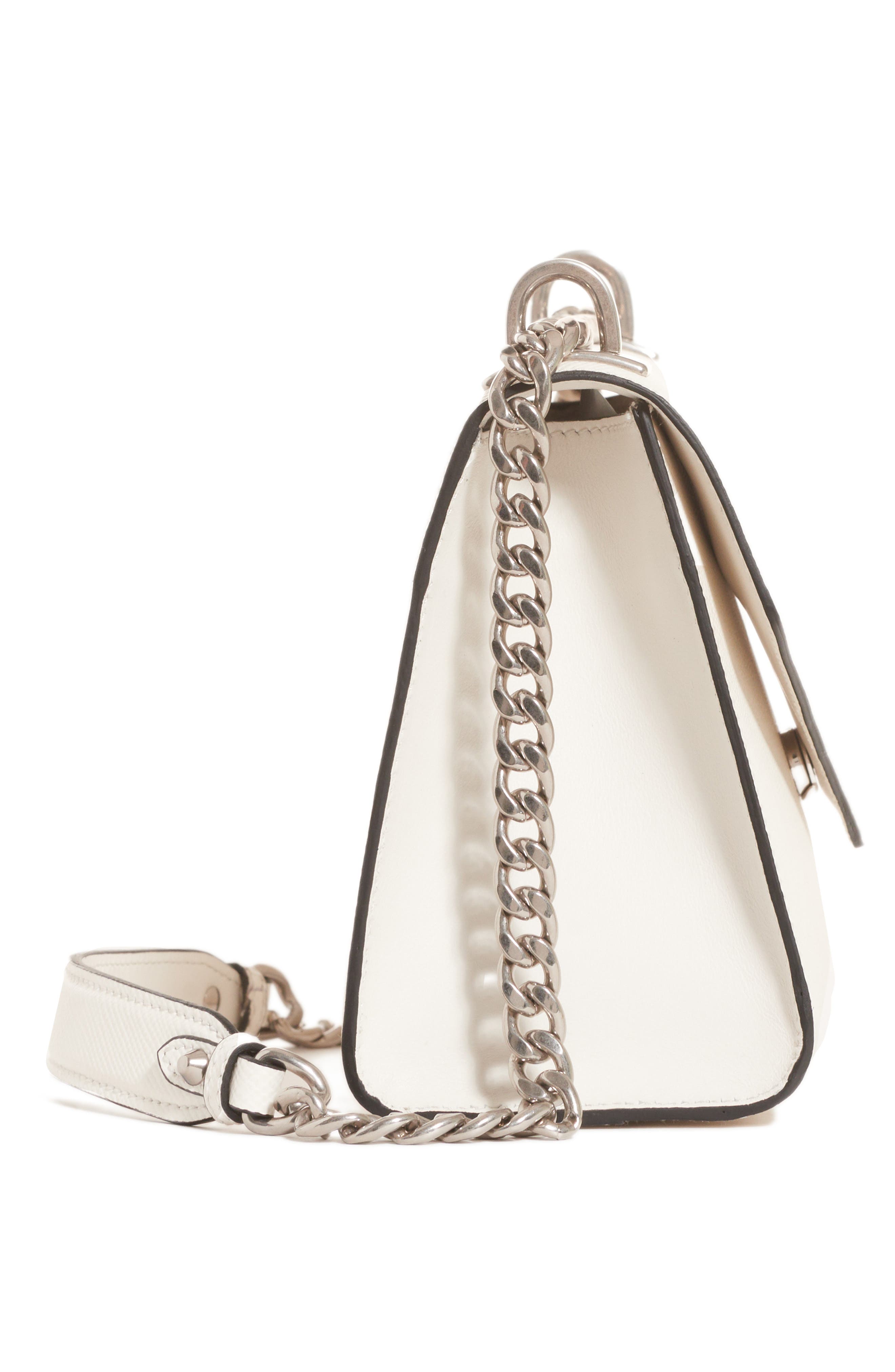 Monochrome Saffiano Leather Shoulder Bag, Alternate, color, BIANCO