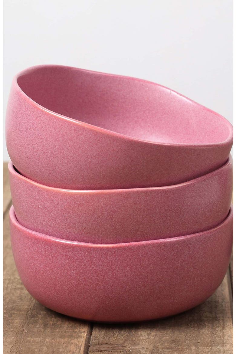 Tom Stoneware 4-Piece Bowl Set, Alternate, color, Pink White