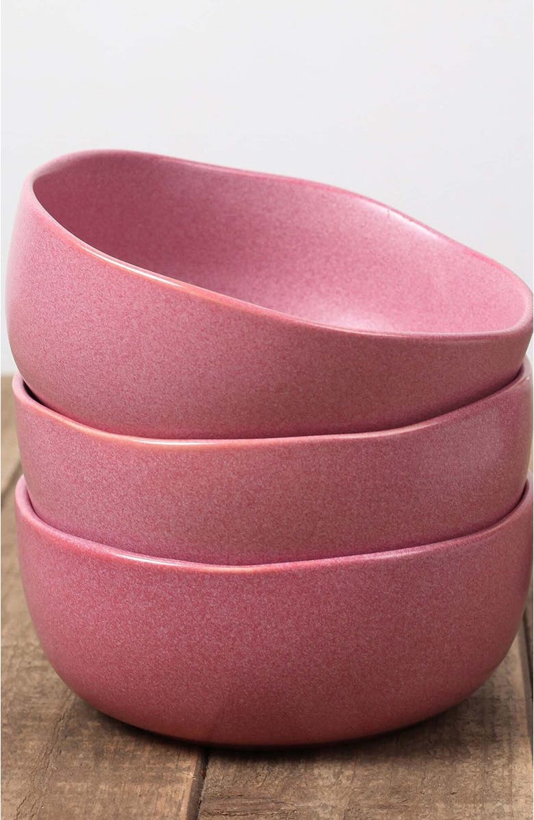 Stone Lain Tom Stoneware 4-Piece Bowl Set, Alternate, color, Pink White