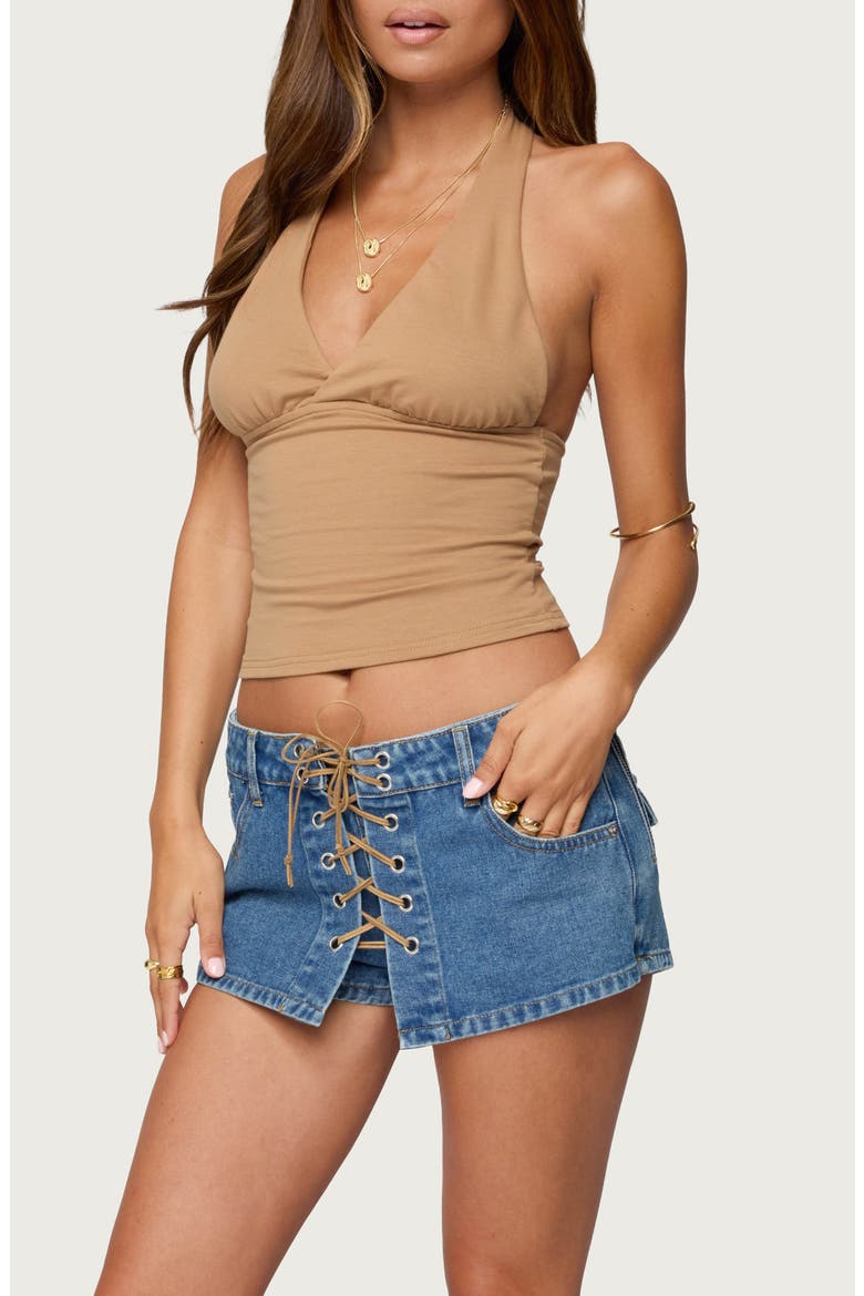 Jaynee Crop Halter Top, Alternate, color, BROWN