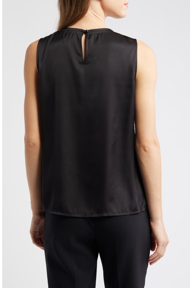 Pleated Jewel Neck Sleeveless Top, Alternate, color, ASPHALT