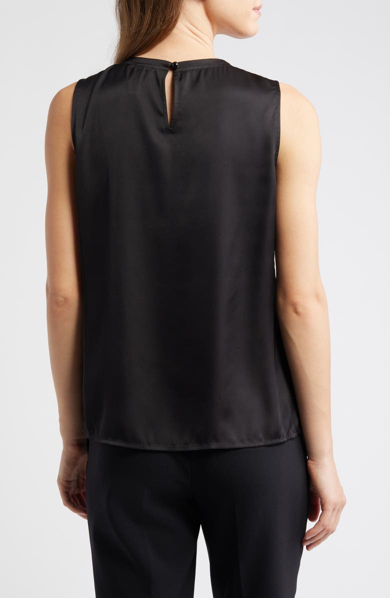 Anne Klein Pleated Jewel Neck Sleeveless Top, Alternate, color, Asphalt