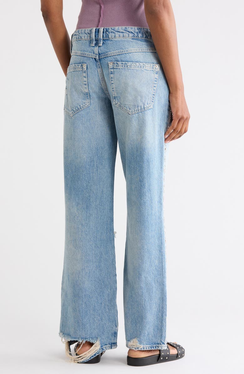 Free People Tennessee Studded Distressed Straight Leg Jeans, Alternate, color, Sky
