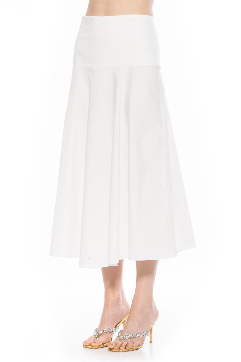 Hadley Stretch Cotton Midi Skirt, Alternate, color, WHITE