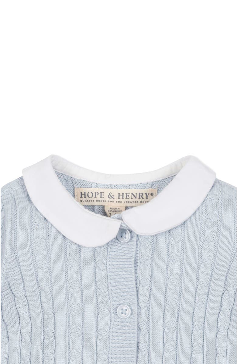 Hope & Henry Baby Organic Peter Pan Collar Sweater Romper, Infant, Alternate, color, Airy Blue Cable