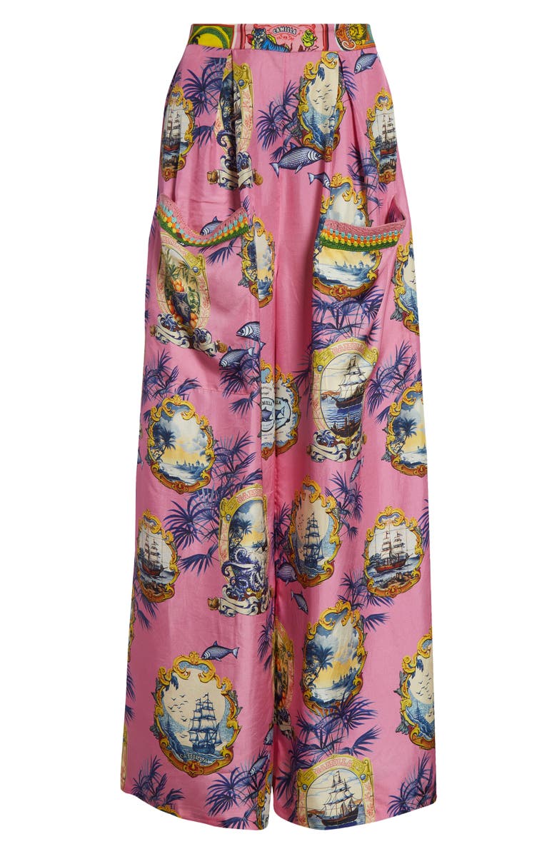 Camilla Salty Splendor Wide Leg Silk Pants, Alternate, color, Salty Splendor