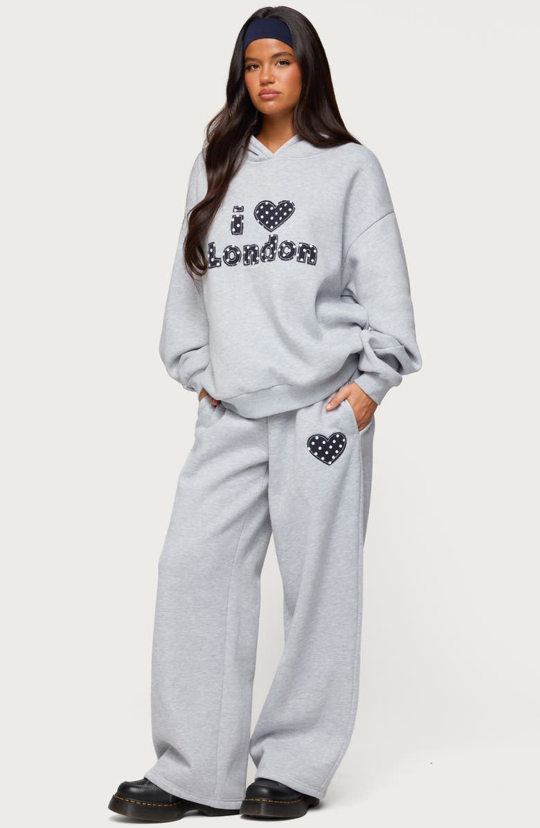 EDIKTED I Heart London Hoodie, Alternate, color, Gray-Melange