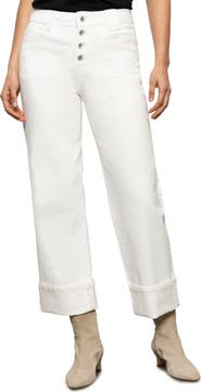 Sanctuary Luna Button Fly High Waist Cuff Straight Leg Jeans