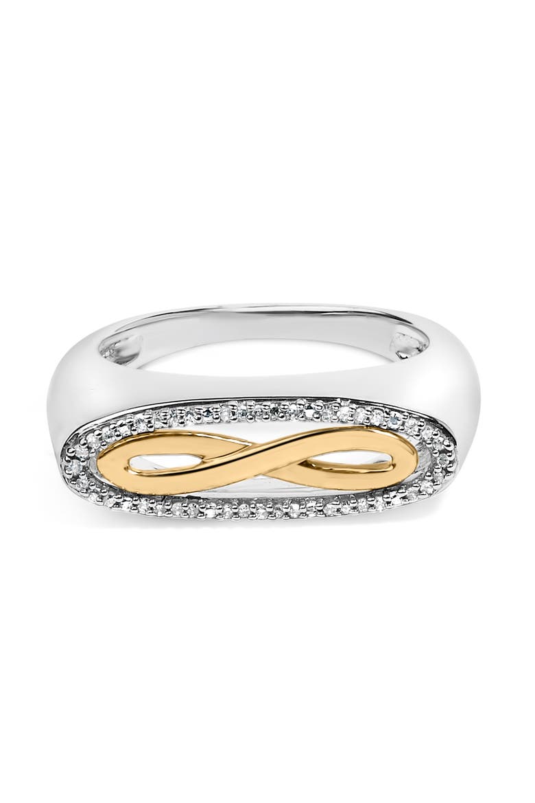 14K Yellow Gold Plated Sterling Silver Diamond Accent Infinity Ring, Main, color, Yellow Gold over Silver