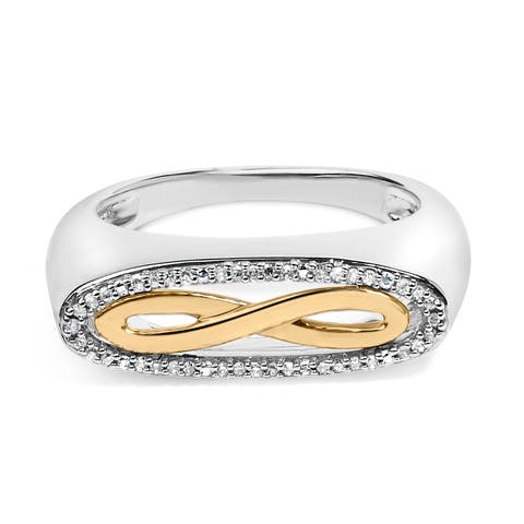 14K Yellow Gold Plated Sterling Silver Diamond Accent Infinity Ring