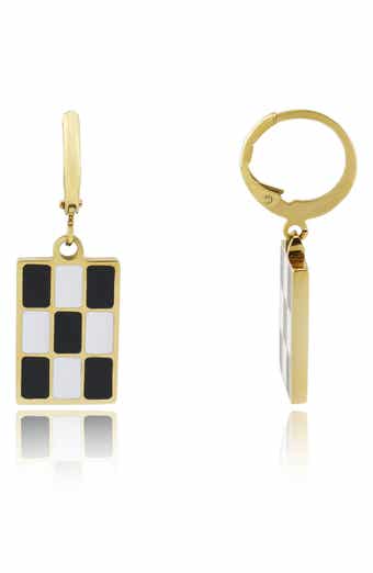REBL Checkered Rectangle Drop Earrings