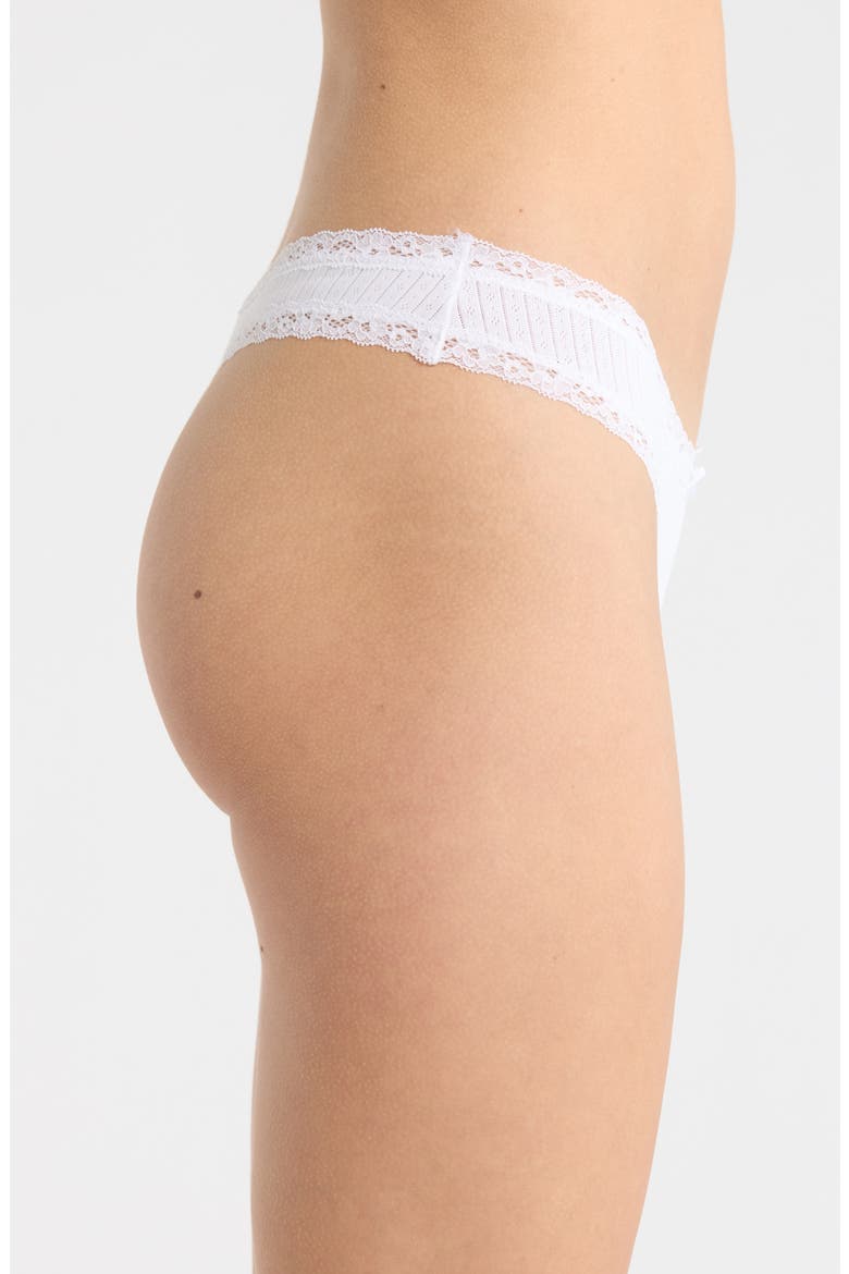 Lightweight Stretch Cotton Pointelle Thong, Alternate, color, SNOW