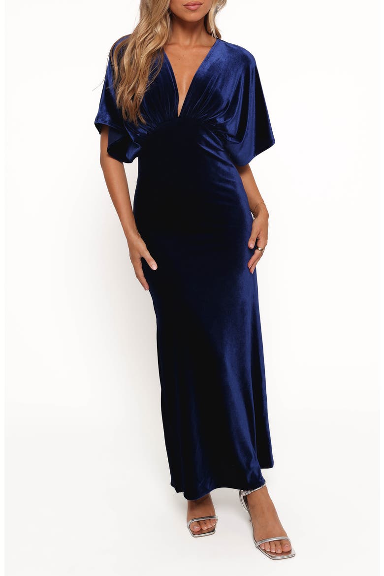 velvet maxi dresses Women's Elegant Long Sleeve Dress Fashion Winter Party Long Dress Rich embossed velvet fabric 100% polyester for a luxe appearance with easy care and lasting color Petal and Pup Women's Ricki