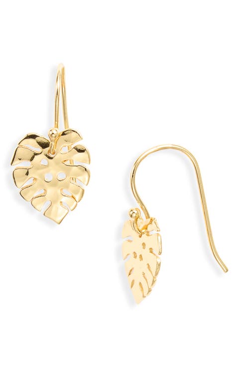 Manini Manoa Monstera Leaf Drop Earrings