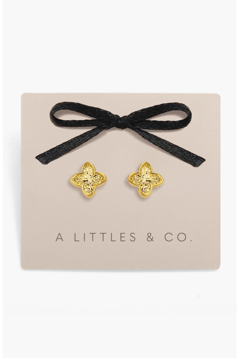Signature Clover Collection Textured Clover Stud Earrings In Gold-Tone Plating, Main, color, Stud