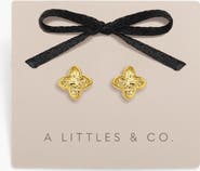 A Littles & Co Signature Clover Collection Textured Clover Stud Earrings In Gold-Tone Plating