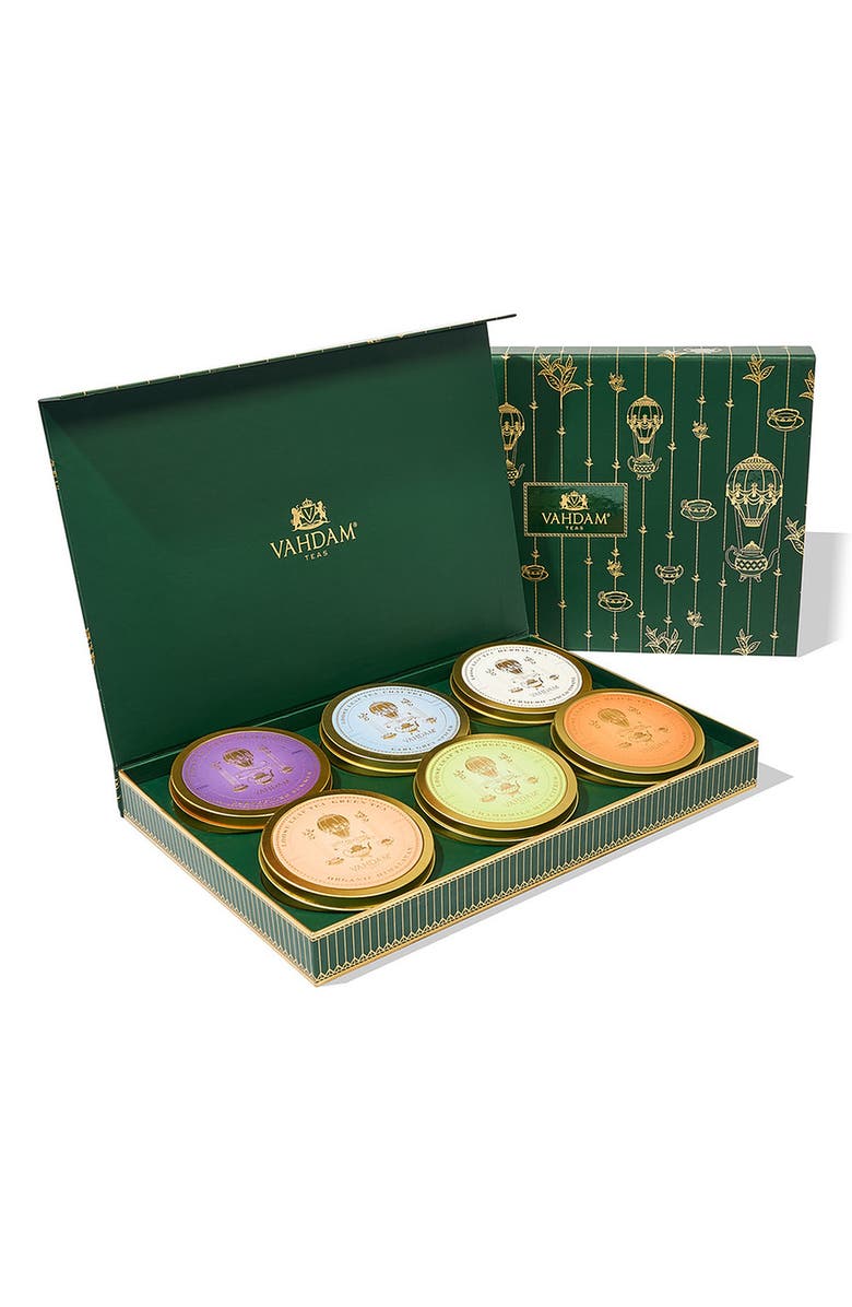 VAHDAM Teas World Reserve Set of 6 Loose Leaf Teas, Main, color,