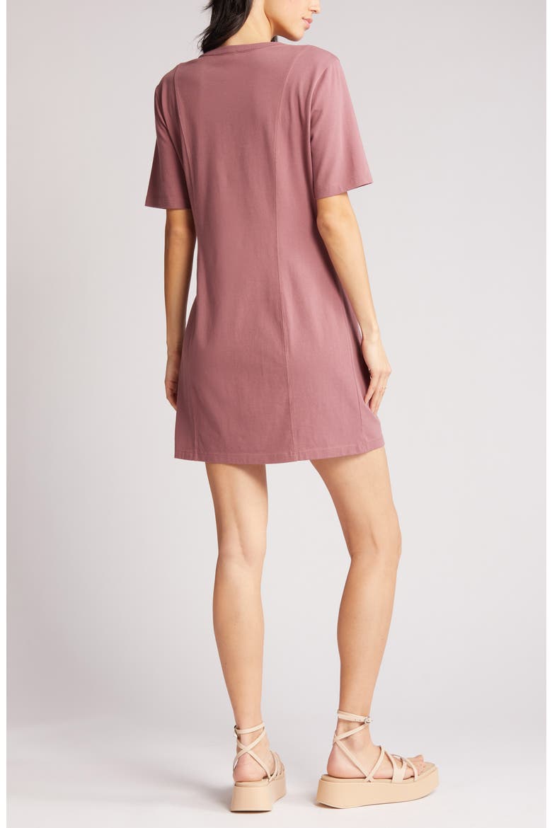 Seamed Organic Cotton T-Shirt Dress, Alternate, color, BROWN ROSE
