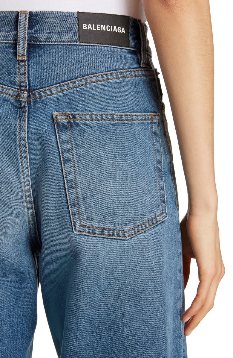 Balenciaga Wide Leg Crop Jeans, Alternate, color,