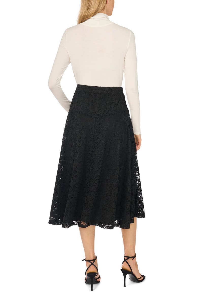 Lace Godet Midi Skirt, Alternate, color, RICH BLACK