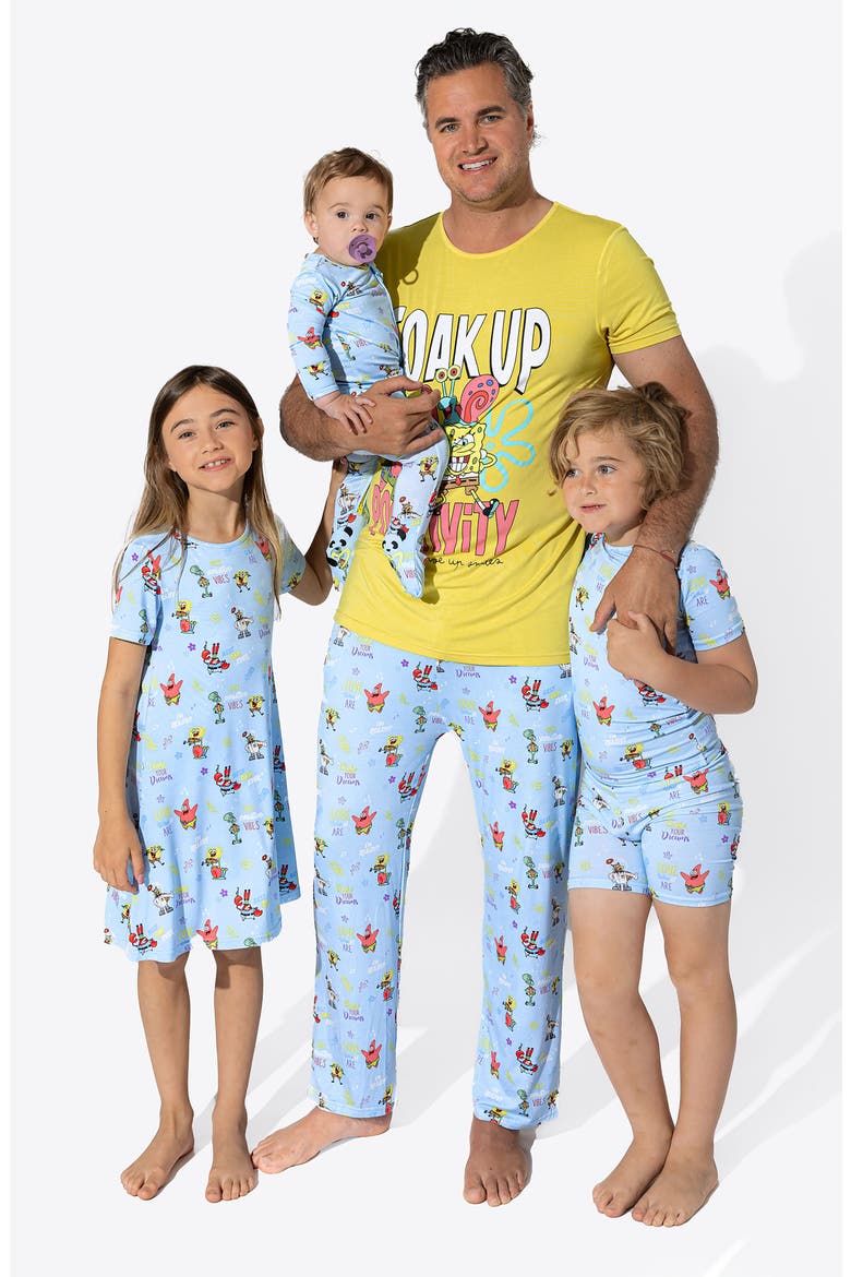 x SpongeBob® Good Vibes Fitted Convertible One-Piece Pajamas, Alternate, color, BLUE