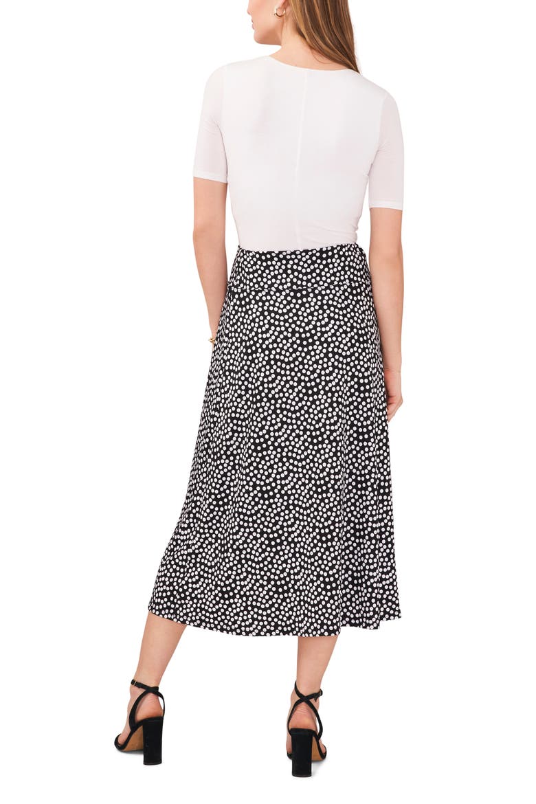 Polka Dot Pull-On Knit A-Line Skirt, Alternate, color, BLACK