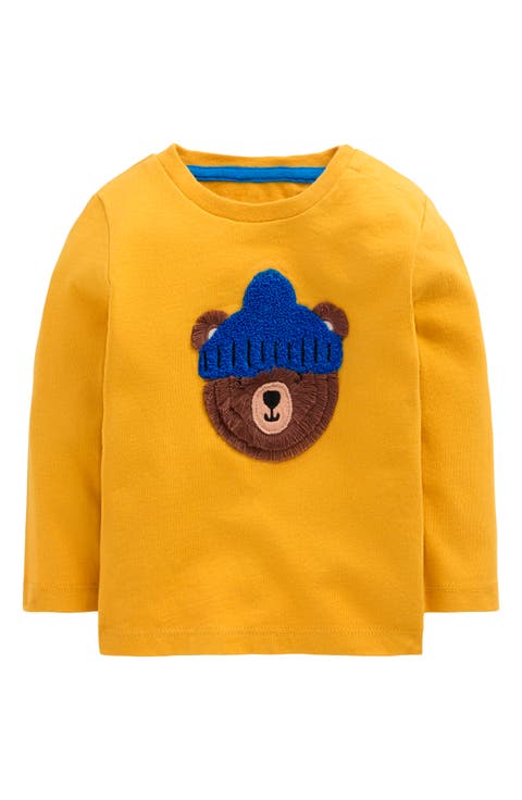 Appliqué Long Sleeve Cotton T-Shirt