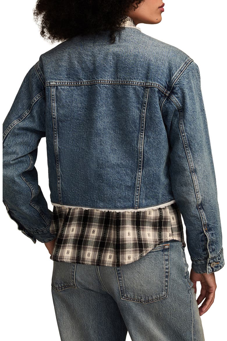 Collarless Crop Denim Trucker Jacket, Alternate, color, COZY COTTAGE WASH