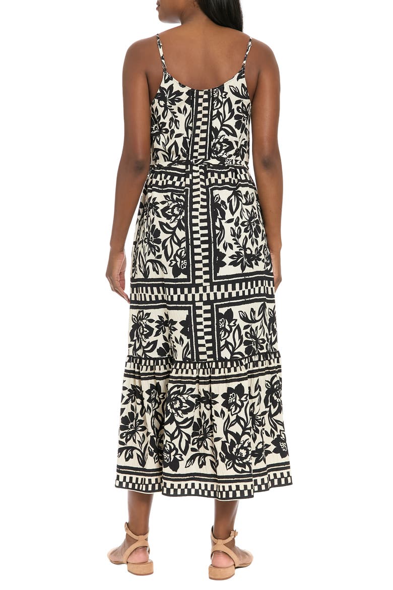Floral Beaded Strap Tiered Maxi Dress, Alternate, color, BLACK/ BEIGE