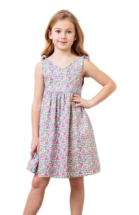 Girls' Organic Eyelet Bow Shoulder Dress, Toddler