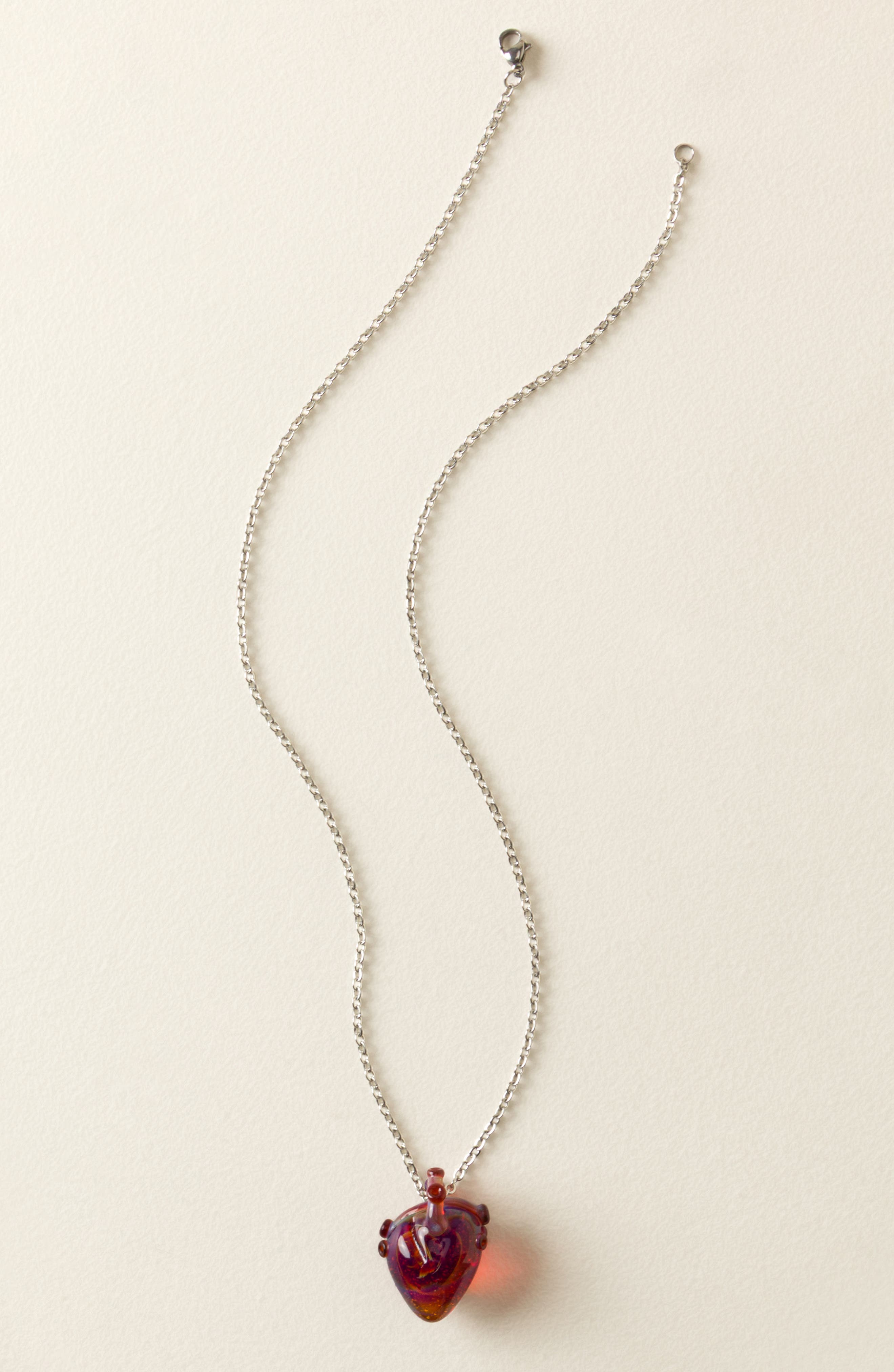 Uncommon Goods Anatomical Glass Heart Necklace In Metallic