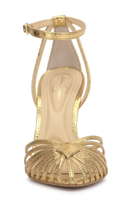 Jessica Simpson Paveri Ankle Strap Pointed Toe Pump In Gold