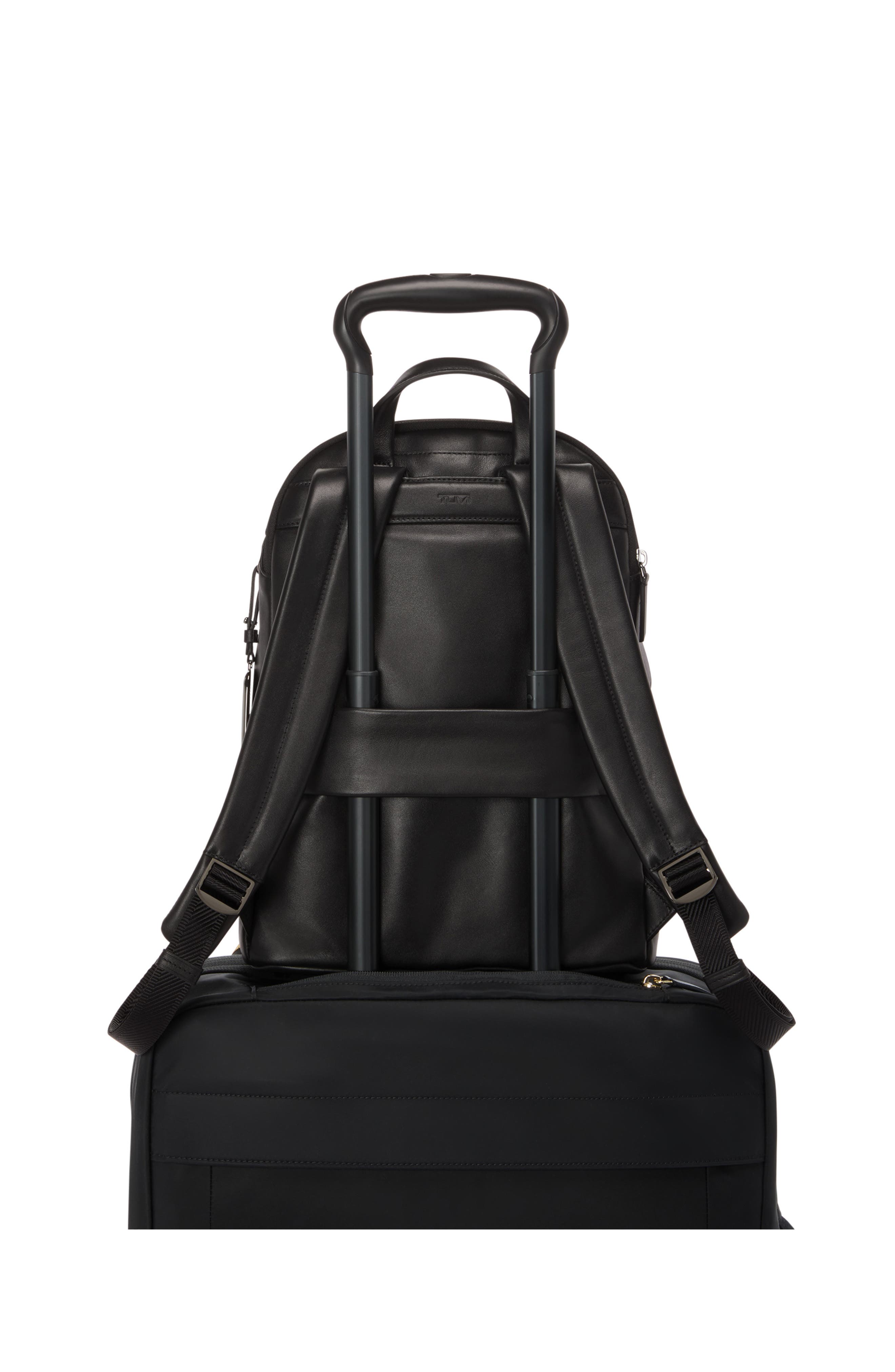 TUMI Raina Medium Leather Backpack, Alternate, color, Black/ Gunmetal