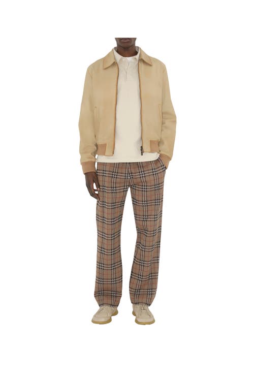 Burberry Check Cotton Blend Track Pants In Nut