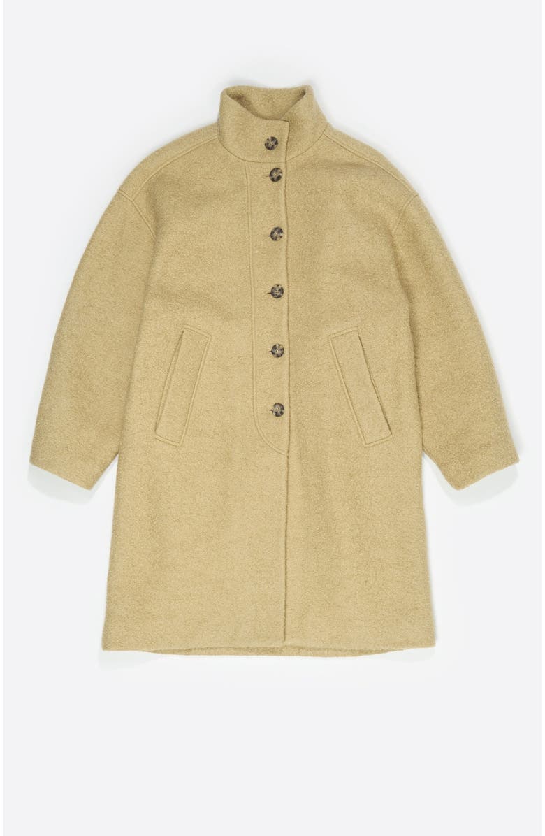 Bimba y Lola Boucle Wool Midi Coat, Alternate, color, Lime