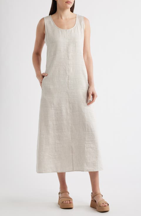 Scoop Neck Linen Blend Dress