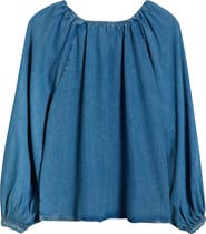 Topshop Puff Sleeve Denim Shirt